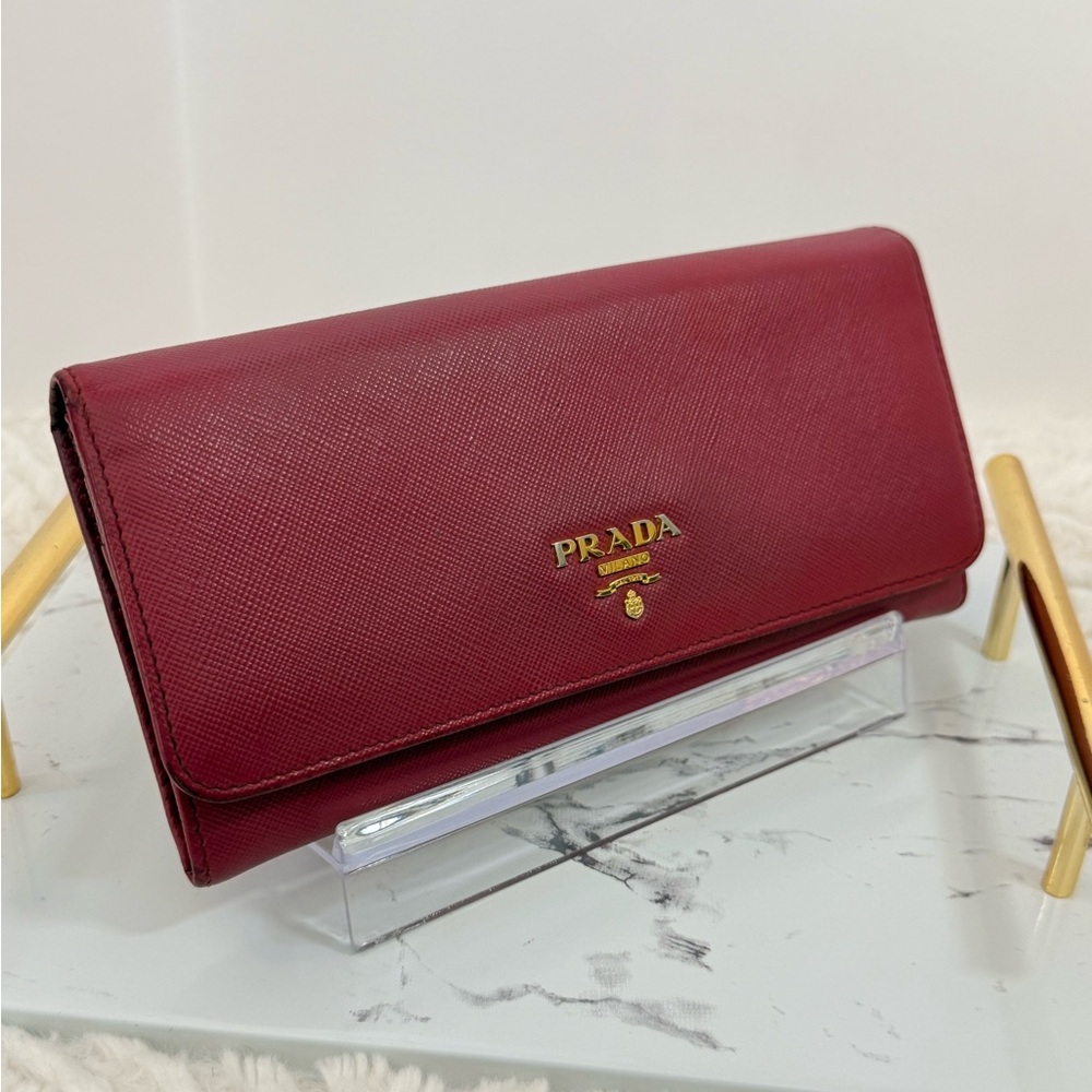 Authentic Vintage Prada Dark Purple Saffiano Leather Wallet Classic Design